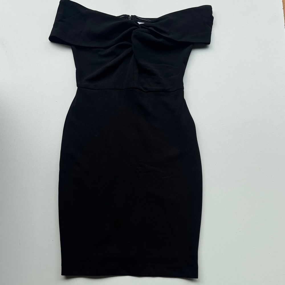 Badgley Mischka Off the Shoulder Black Dress